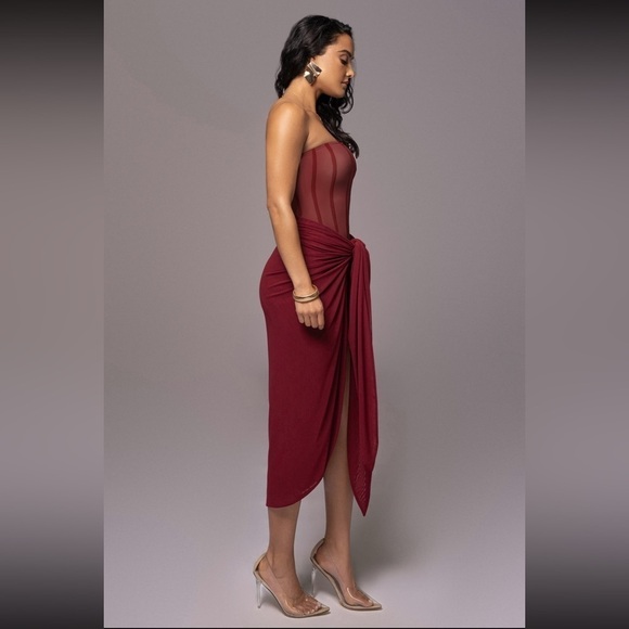 NEW JLUXLABEL Burgundy Berry Day Dreams Sarong Skirt - Picture 3 of 5